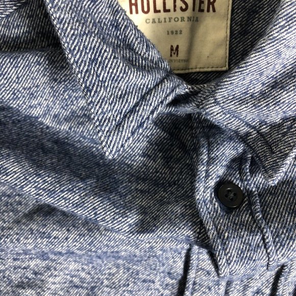 Hollister Blue Logo Chambray Button Down Shirt Size M I68 - Picture 5 of 5